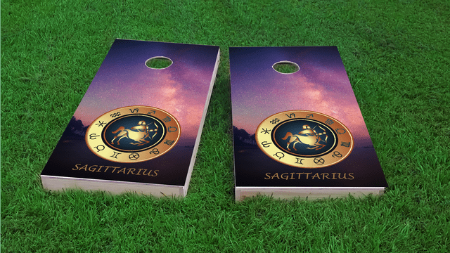 Zodiac Stars (Sagittarius) Themed Custom Cornhole Board Design