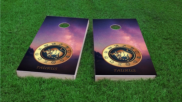 Zodiac Stars (Taurus) Themed Custom Cornhole Board Design