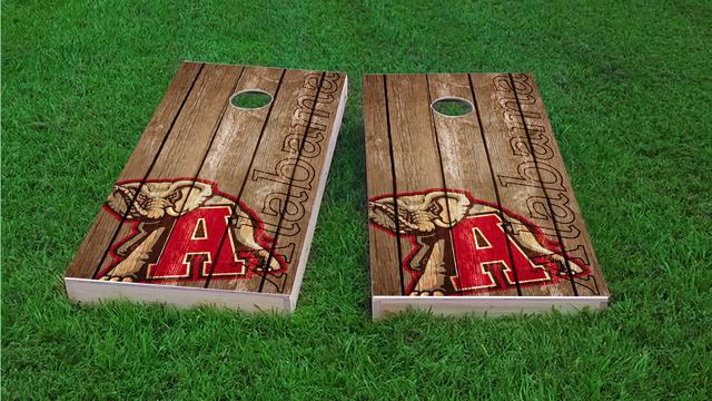 NCAA Wood Slat (Alabama Crimson Tide) Themed Custom Cornhole Board Design