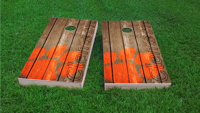 NCAA Wood Slat (Clemson Tigers) Themed Custom Cornhole Board Design