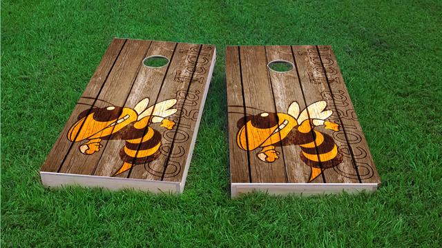 NCAA Wood Slat (Georgia Tech Yellow Jackets) Themed Custom Cornhole Board Design