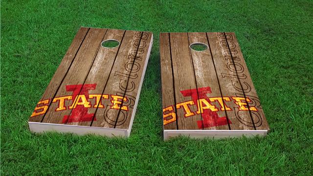 NCAA Wood Slat (Iowa State Cyclones) Themed Custom Cornhole Board Design