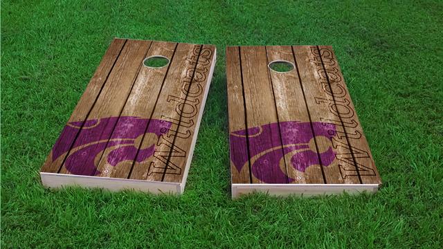 NCAA Wood Slat (Kansas State Widlcats) Themed Custom Cornhole Board Design