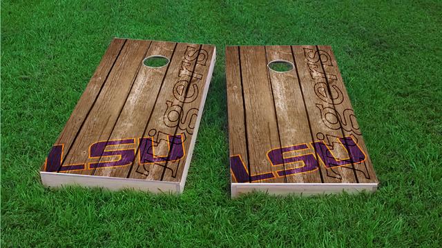 NCAA Wood Slat (LSU Tigers) Themed Custom Cornhole Board Design