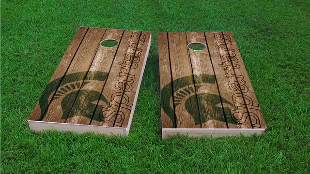 NCAA Wood Slat (Michigan State Spartans) Themed Custom Cornhole Board Design