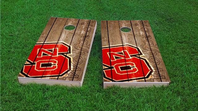 NCAA Wood Slat (NC State Wolfpack) Themed Custom Cornhole Board Design