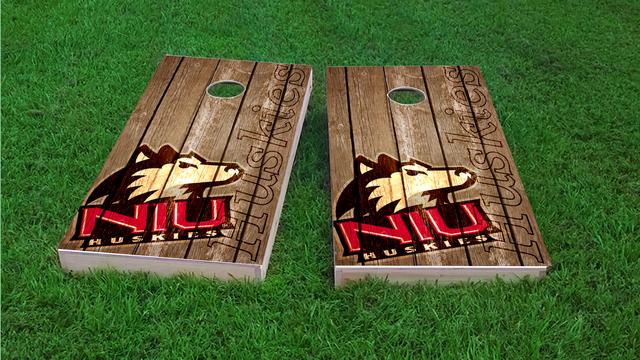 NCAA Wood Slat (Northern Illinois Huskies) Themed Custom Cornhole Board Design