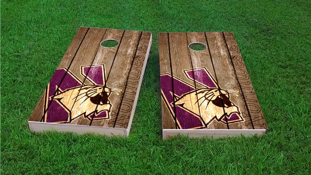NCAA Wood Slat (Northwestern Wildcats) Themed Custom Cornhole Board Design