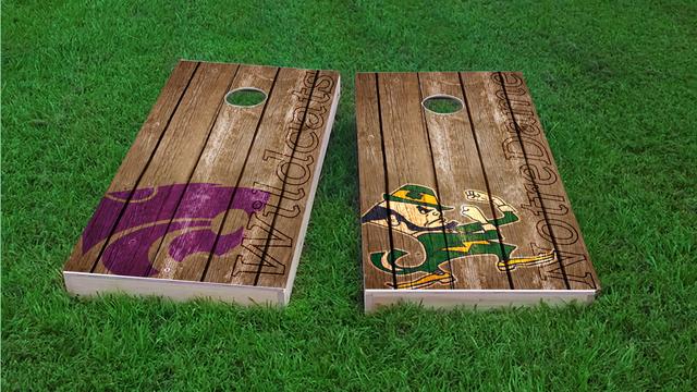 NCAA Wood Slat (Notre Dame Fighting Irish) Themed Custom Cornhole Board Design