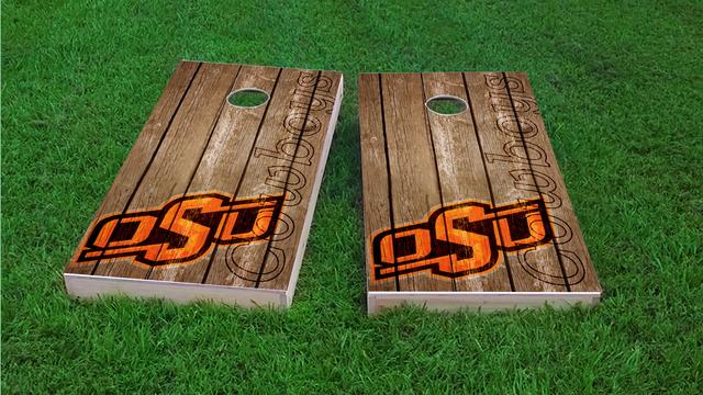 NCAA Wood Slat (Oklahoma State Cowboys) Themed Custom Cornhole Board Design