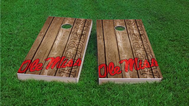 NCAA Wood Slat (Ole Miss Rebels) Themed Custom Cornhole Board Design