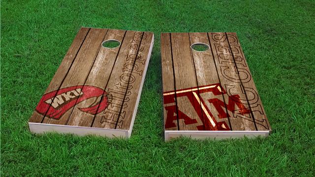 NCAA Wood Slat (Texas A&M) Themed Custom Cornhole Board Design