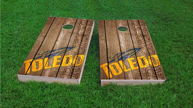 NCAA Wood Slat (Toledo Rockets) Themed Custom Cornhole Board Design
