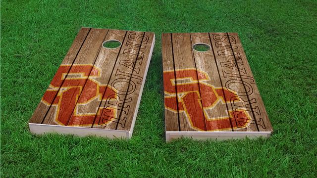 NCAA Wood Slat (USC Trojans) Themed Custom Cornhole Board Design