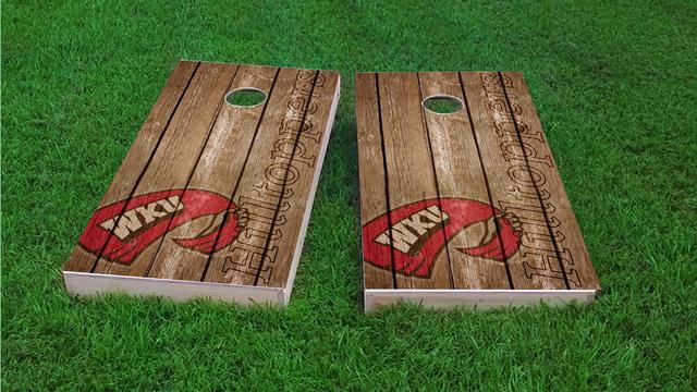 NCAA Wood Slat (Western Kentucky Hilltoppers) Themed Custom Cornhole Board Design