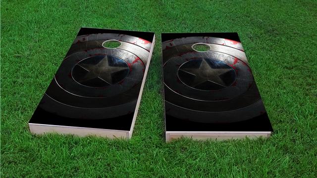 Captain America Shield Themed Custom Cornhole Board Design