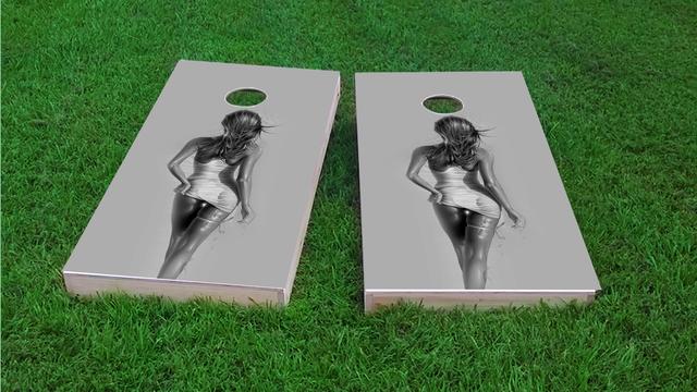 Sexy Model Themed Custom Cornhole Board Design