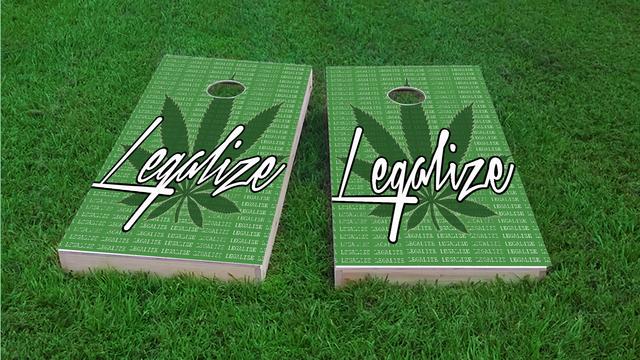 Legalize Marijuana Themed Custom Cornhole Board Design