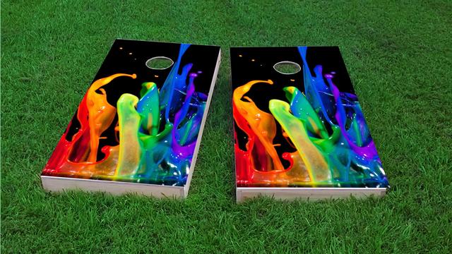 Paint Splatter Themed Custom Cornhole Board Design