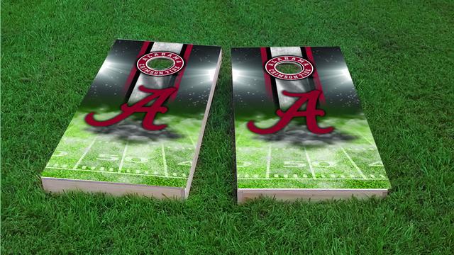 NCAA Field (Alabama Crimson Tide) Themed Custom Cornhole Board Design