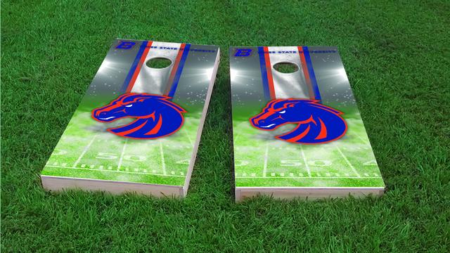 NCAA Field (Boise State Broncos) Themed Custom Cornhole Board Design