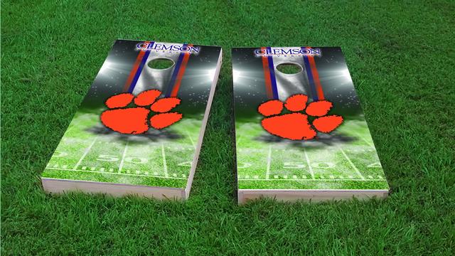 NCAA Field (Clemson Tigers) Themed Custom Cornhole Board Design