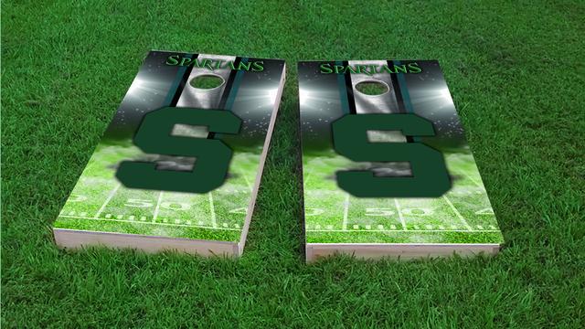 NCAA Field (Michigan State Spartans) Themed Custom Cornhole Board Design