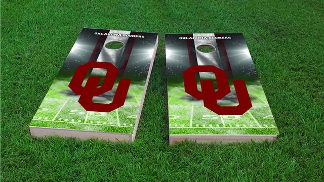 NCAA Field (Oklahoma Sooners) Themed Custom Cornhole Board Design