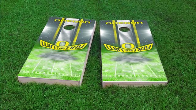 NCAA Field (Oregon Ducks) Themed Custom Cornhole Board Design