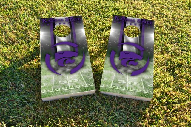 NCAA Field (Kansas State Wildcats) Themed Custom Cornhole Board Design