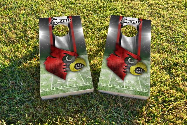 NCAA Field (Louisville Cardinals) Themed Custom Cornhole Board Design