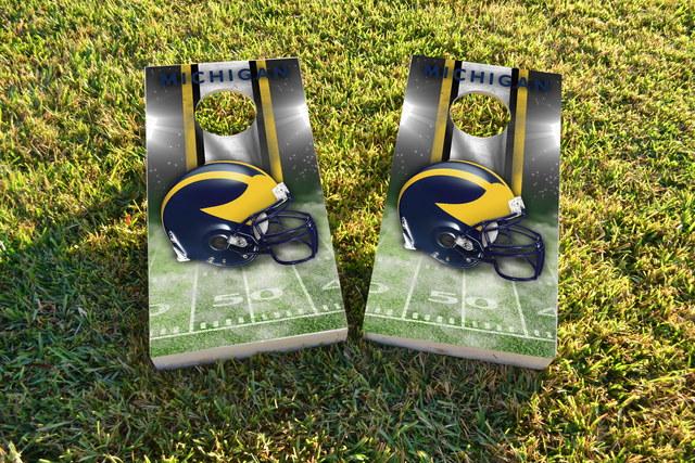 NCAA Field (Michigan Wolverines) Themed Custom Cornhole Board Design