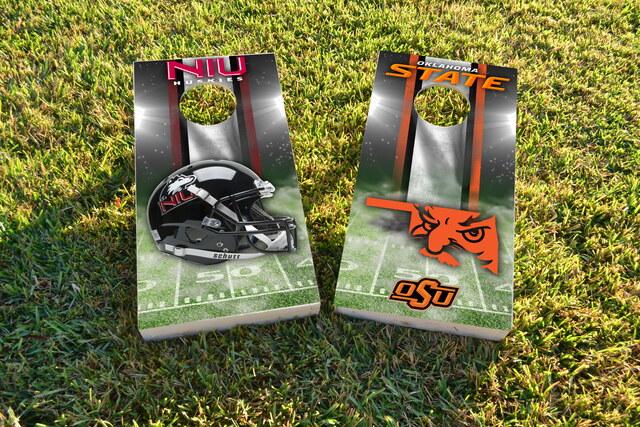 NCAA Field (Northern Illinois Huskies) Themed Custom Cornhole Board Design