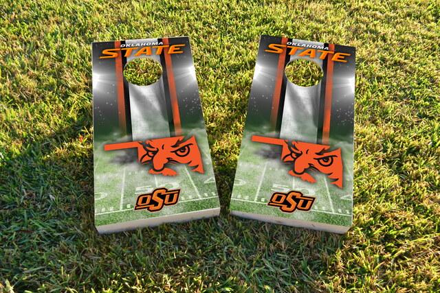 NCAA Field (Oklahoma State Cowboys) Themed Custom Cornhole Board Design