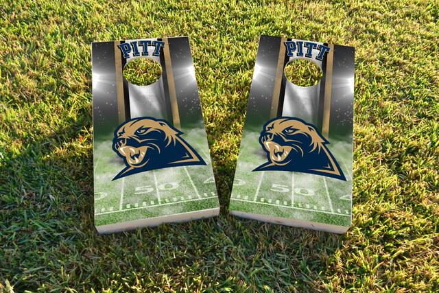 NCAA Field (Pitt Panthers) Themed Custom Cornhole Board Design