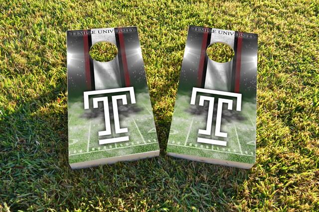 NCAA Field (Temple Owls) Themed Custom Cornhole Board Design