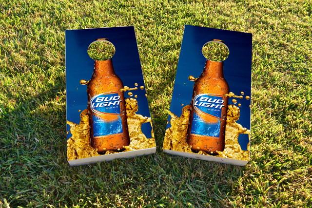 Bud Light Themed Custom Cornhole Board Design