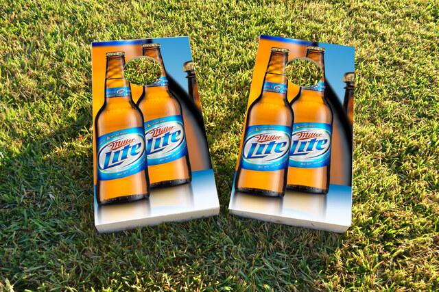 Miller Light Themed Custom Cornhole Board Design