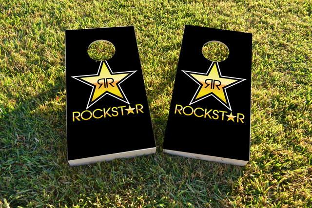 Rockstar Energy Drink Themed Custom Cornhole Board Design