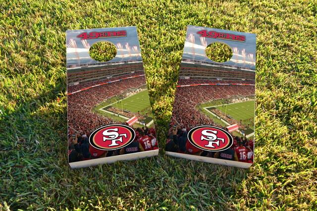 NFL Stadium (San Francisco 49ers) Themed Custom Cornhole Board Design