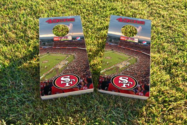 NFL Stadium (San Francisco 49ers) Themed Custom Cornhole Board Design