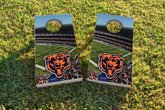 NFL Stadium (Chicago Bears) Themed Custom Cornhole Board Design
