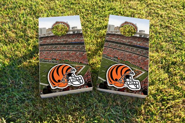 NFL Stadium (Cincinnati Bengals) Themed Custom Cornhole Board Design