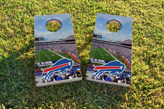 NFL Stadium (Buffalo Bills) Themed Custom Cornhole Board Design