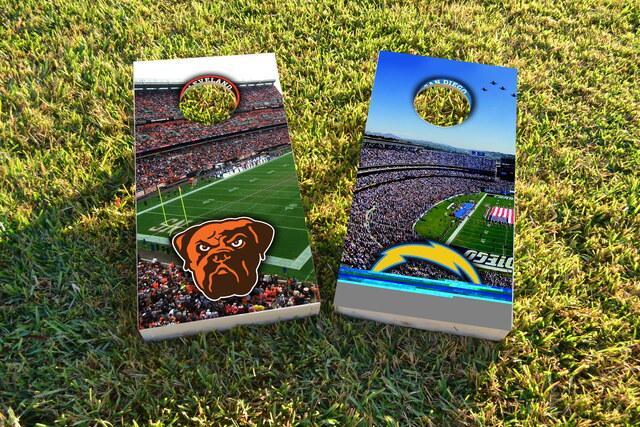 NFL Stadium (Cleveland Browns) Themed Custom Cornhole Board Design