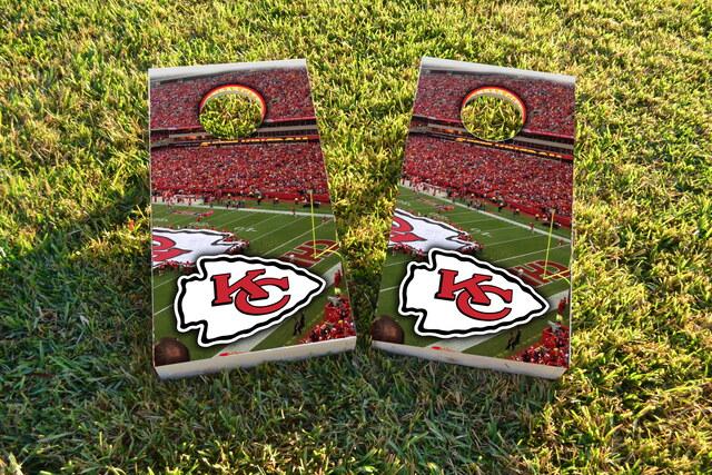 NFL Stadium (Kansas City Chiefs) Themed Custom Cornhole Board Design