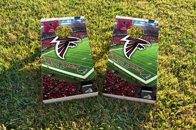 NFL Stadium (Atlanta Falcons) Themed Custom Cornhole Board Design