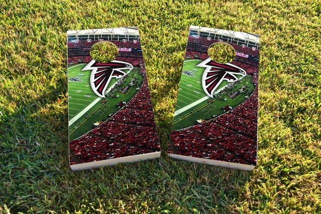 NFL Stadium (Atlanta Falcons) Themed Custom Cornhole Board Design