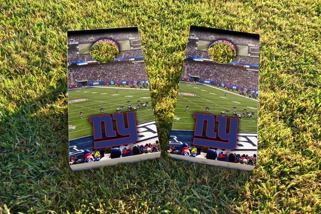 NFL Stadium (New York Giants) Themed Custom Cornhole Board Design
