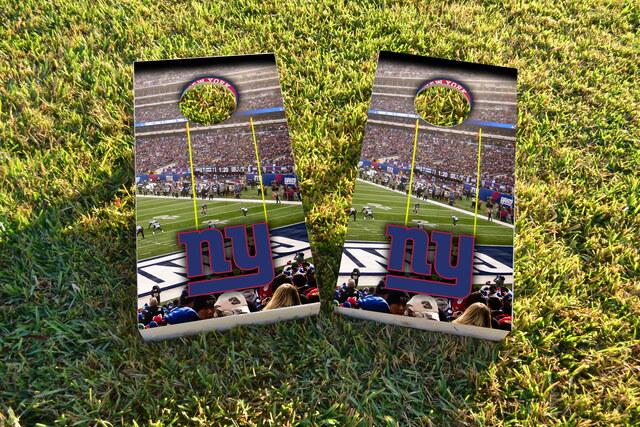 NFL Stadium (New York Giants) Themed Custom Cornhole Board Design